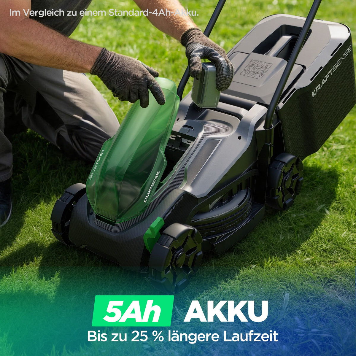 Kraftsense U20X Slim 20V Akku-Rasenmäher bürstenlos 33 cm inkl. 1×5,0Ah Akku