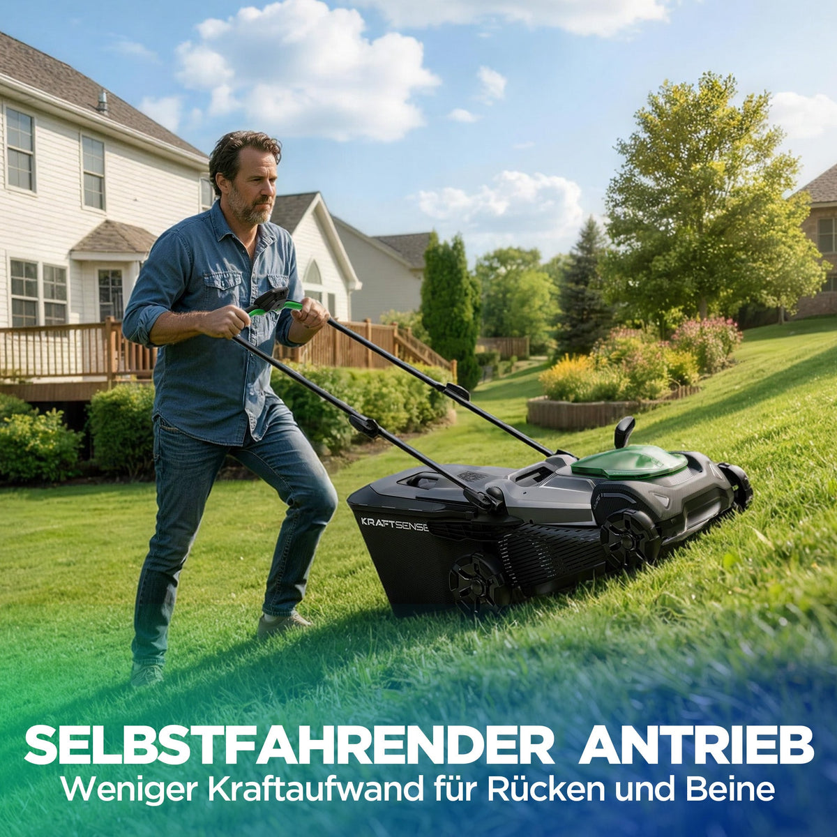 Kraftsense U20X Slim 40V Akku-Rasenmäher bürstenlos 43 cm inkl. 2 × 5,0Ah Akkus