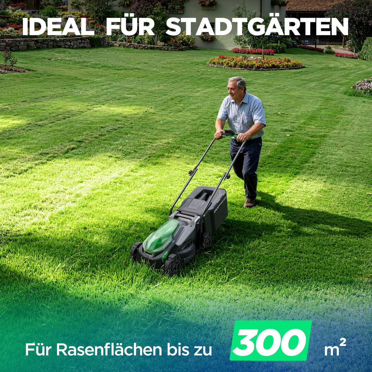 Kraftsense U20X Slim 40V Akku-Rasenmäher bürstenlos 33 cm inkl. 2 × 5,0Ah Akkus