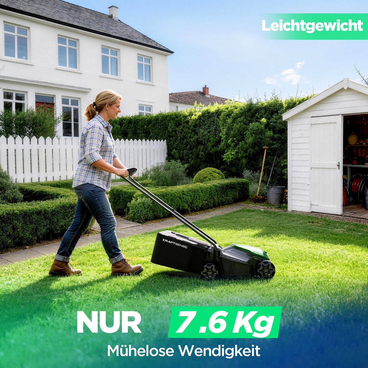 Kraftsense U20X Slim 40V Akku-Rasenmäher bürstenlos 33 cm inkl. 2 × 5,0Ah Akkus