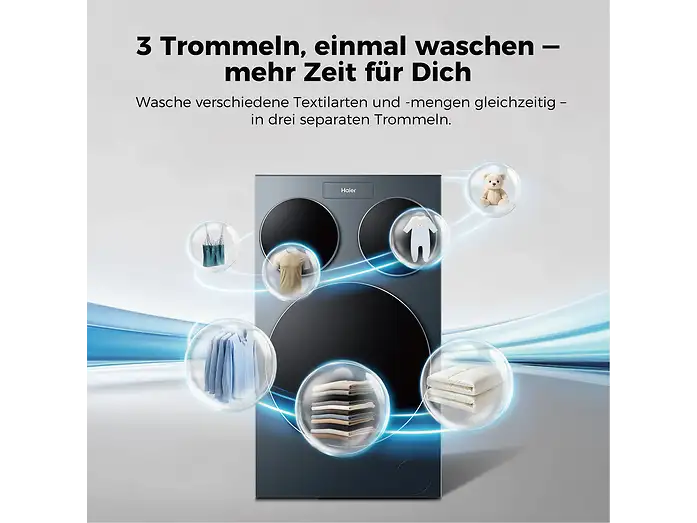 HAIER HAMQD 410CBL9GN-84, 3 Trommeln MultiWash Waschmaschine (10 kg, 1330 U/Min., A)