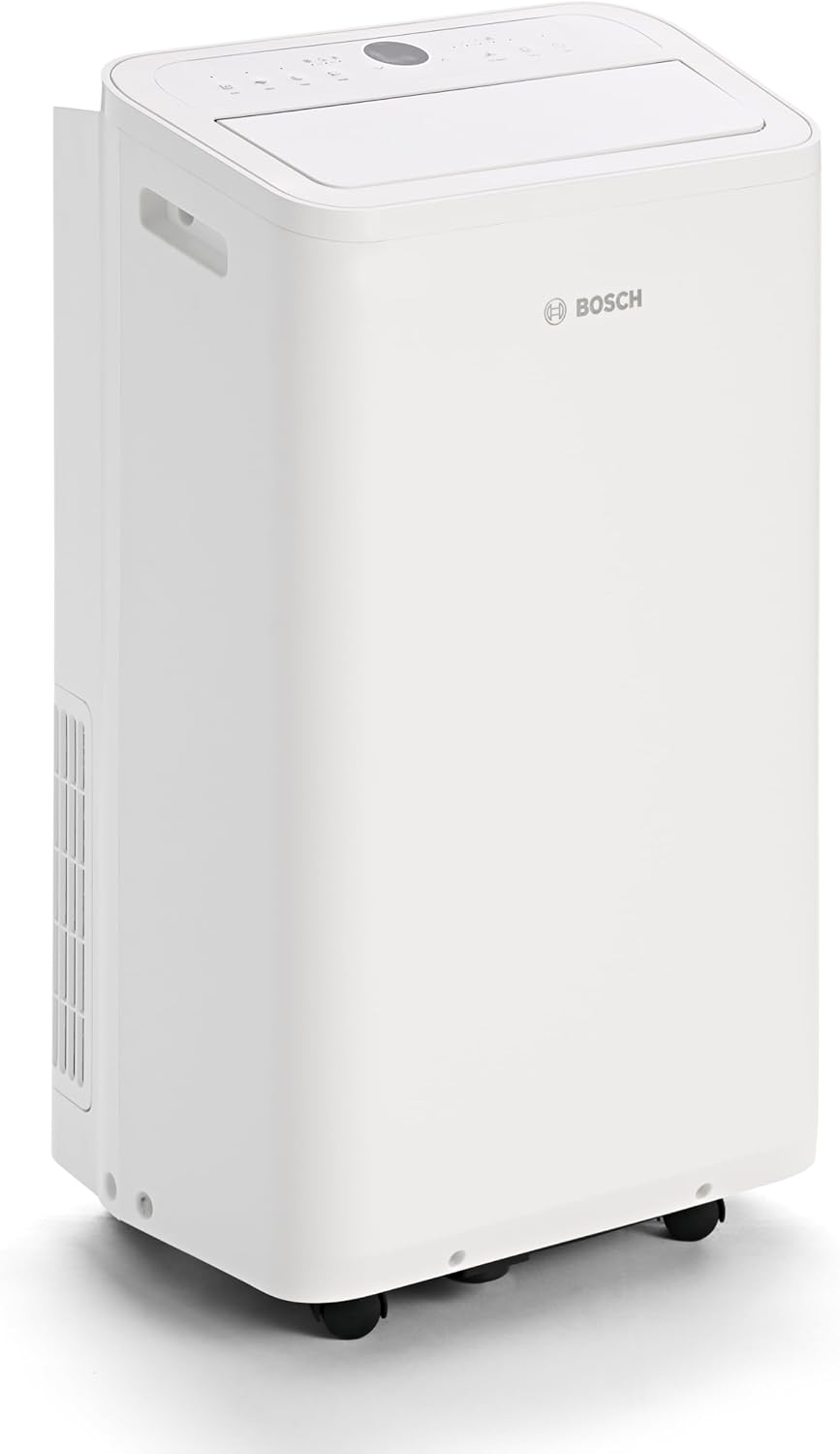 Bosch Cool 2000 Mobiles Klimagerät - 3-in-1: Klimagerät, Luftentfeuchter, Ventilator - 2,6 kW Kühlleistung für Räume bis zu 35m² - Auto-Modus, Silent-Modus & Sleep-Modus