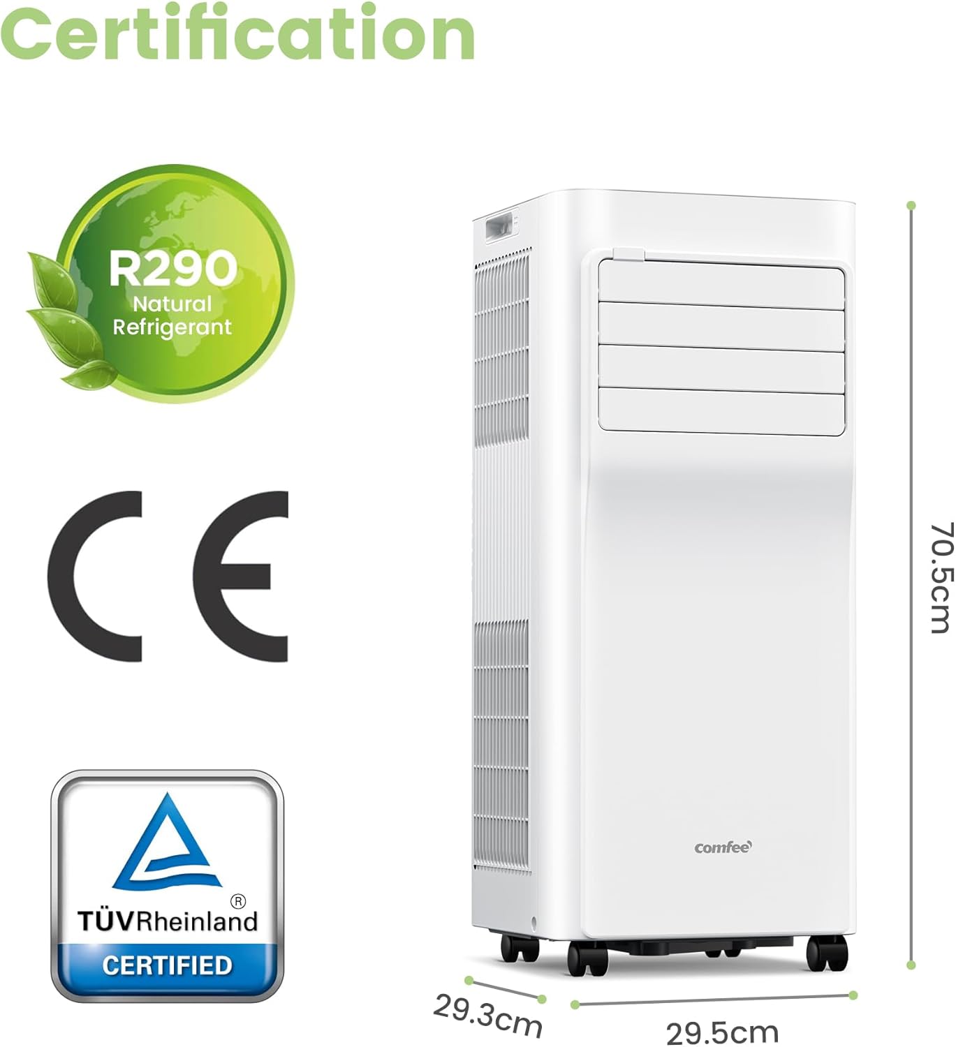 Comfee Mobiles Klimagerät Breezy Cool Pro 2.0,7000 BTU 2,0kW, Kühlen&Ventilieren&Entfeuchten,APP-Steuerung,Raumgröße bis 68m³(25㎡),Mobile Klimaanlage mit Abluftschlauch,