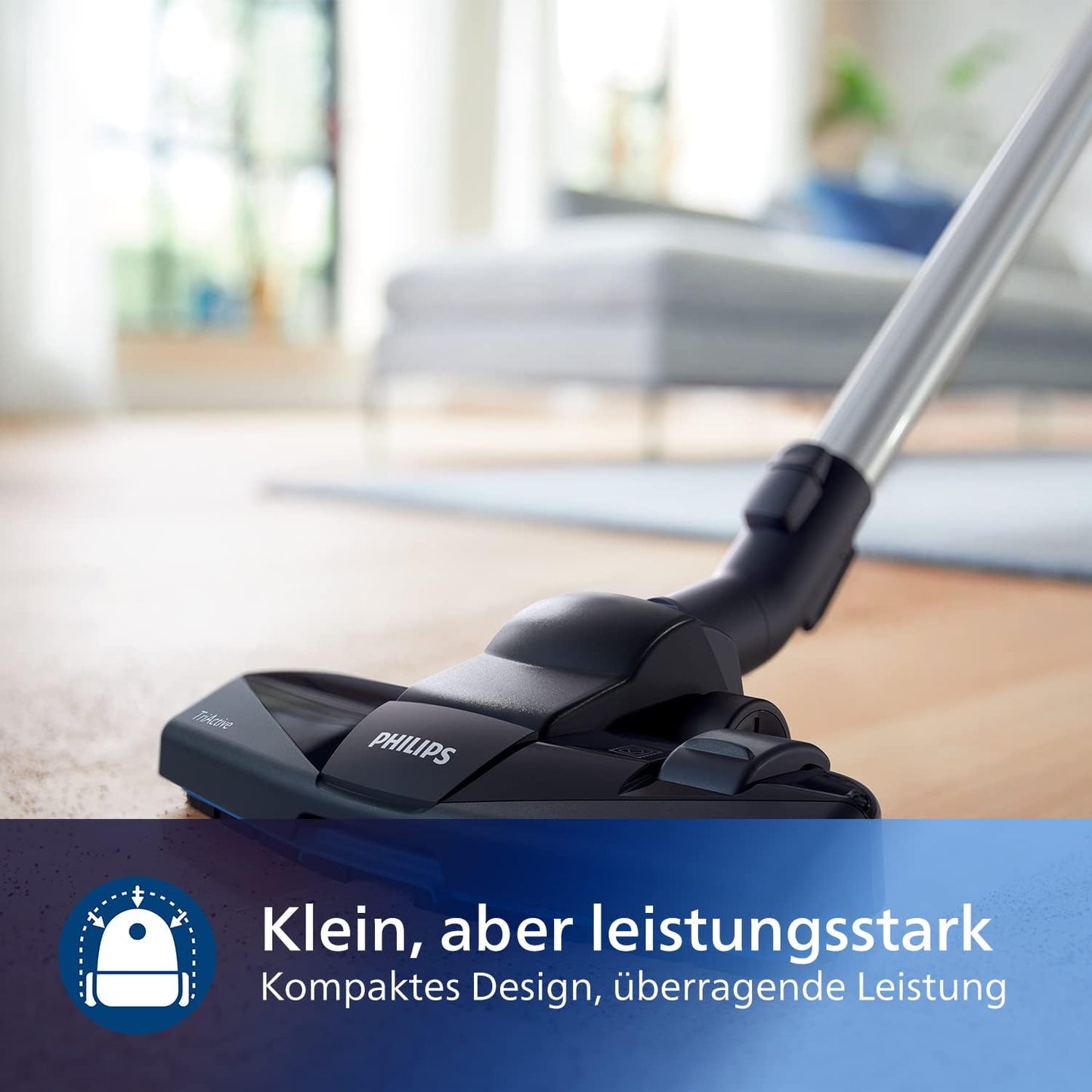 Philips PowerPro Compact Staubsauger – Leicht, Kabellos und Beutellos, 900 W Saugleistung, TriActive Düse Für Hartböden und Teppich, Allergy H13 HEPA-Filter, PowerCyclone 5 Technologie (FC9332/09)
