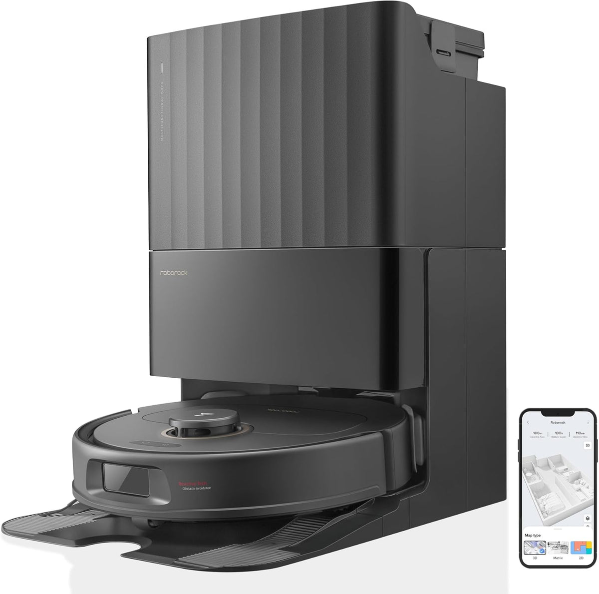 roborock Qrevo Pro Saugroboter mit Wischfunktion&Hebarem Wischmopp, FlexiArm Design Kantenreinigung, 7.000 Pa, 60 °C Heißwasser-Moppwäsche, Individuelle Teppichstrategie(Schwarz)