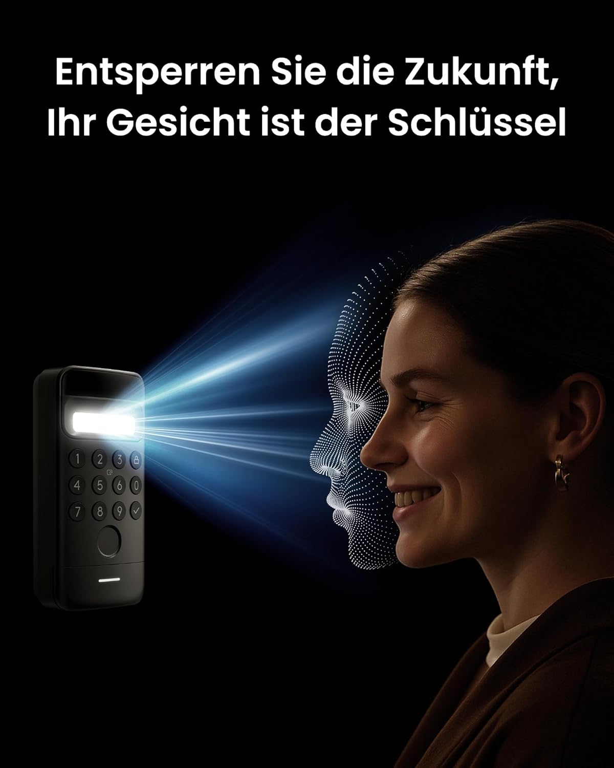 SwitchBot WLAN Smart Lock Ultra mit Keypad Vision, 3D-Gesichts-/Fingerabdruckerkennung, Elektronisches Türschloss mit Aufladbarem Akku, Öffnen per Gesicht, Fingerprint, Code, Alexa, unterstützt Matter