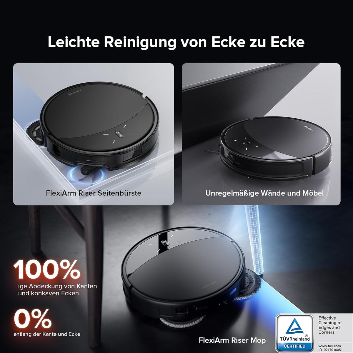 roborock Saros 10R Saugroboter mit Wischfunktion&angebbarem Wischmopp, 7,98cm Ultra-Slim Design, StarSight System 2.0, Zero-Tangle System