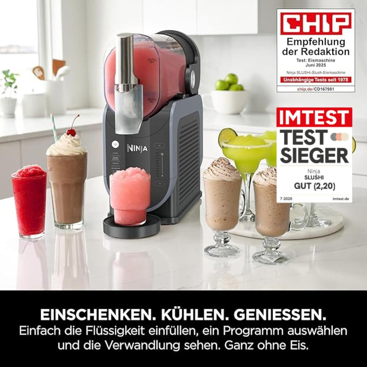 Ninja SLUSHi Maschine für Slush, Eis-Cocktails, Frappé, Blau & Grau FS301EU