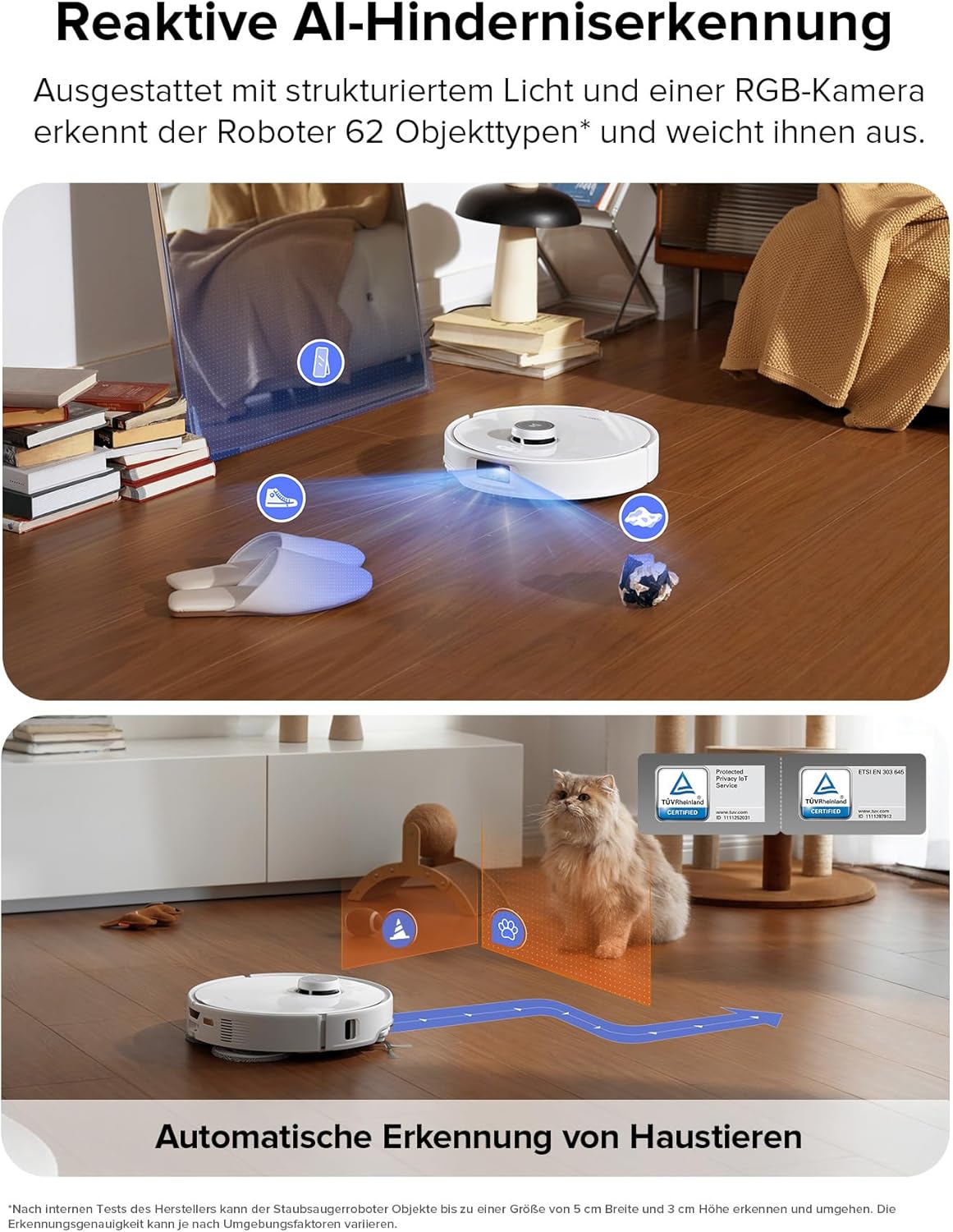 roborock Qrevo Edge Saugroboter mit Wischfunktion, Dual Anti-Tangle-System, AdaptiLift Chassis, 18.500Pa, FlexiArm Design Kantenreinigung, Hebarem Wischmopp, 75℃ Heißwasser-Moppwäsche, „Hello Rocky“