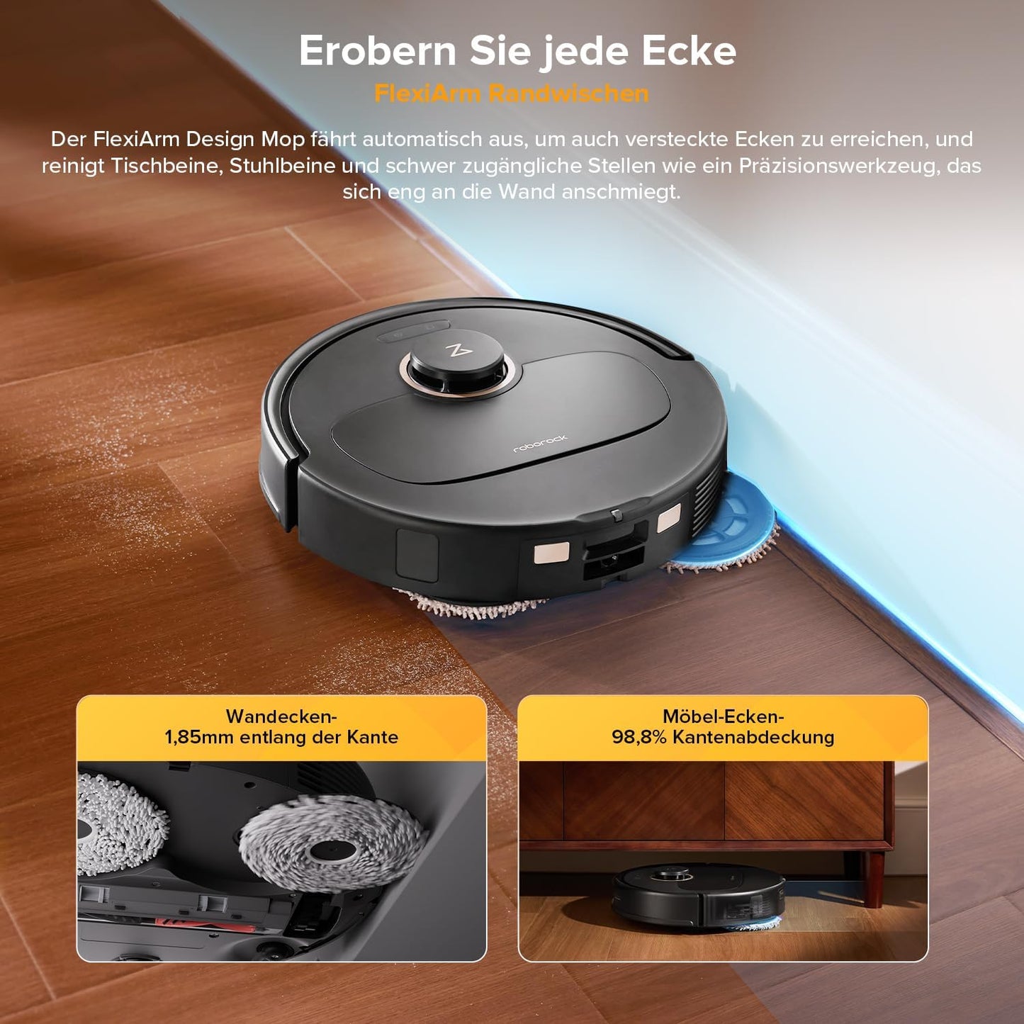 roborock Qrevo S5V Saugroboter mit Wischfunktion&Hebarem Wischmopp, 12.000Pa Saugkraft, Zero-Tangle System, Warmlufttrocknung, Intelligente Hindernisvermeidung, Multifunktions-Dockingstation (Schwarz)