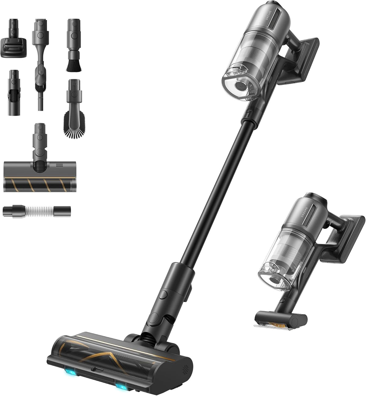 dreame Z30 Kabelloser Bodenstaubsauger, 310 AW Saugkraft, 90 min Max Reinigungszeit, Dust-Reveal-Technologie, Tierhaar-Entfernungswerkzeug, Multi-Flächen-Saugkraft, Schmutzerkennung