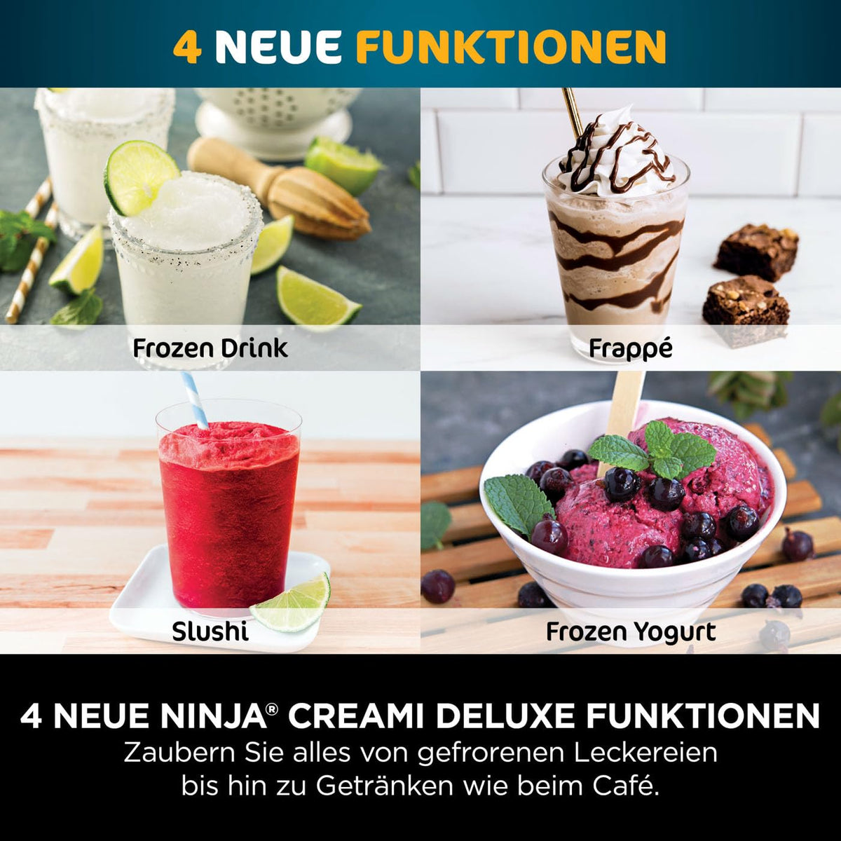 Ninja CREAMi Deluxe Eis-und Eisgetränkmaschine, mit 2 Bechern, Silber