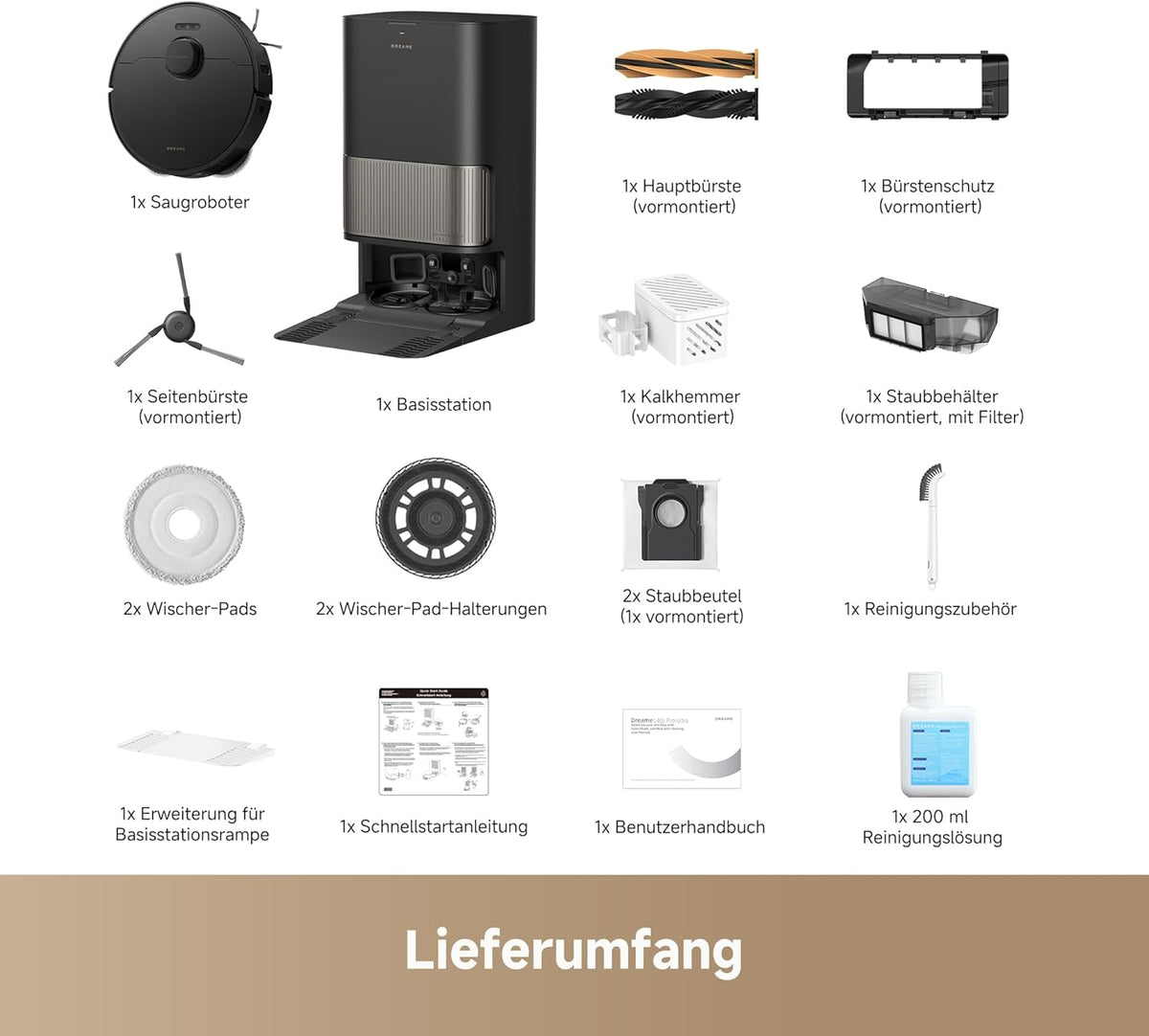 dreame L40s Pro Ultra Saugroboter, selbstreinigende Wischmopps, 19.000 Pa Saugkraft, 100% Detangling DuoBrush, ausfahrbare Wischmopps, Hindernisvermeidung für mehr als 180 Objekte, Sprachsteuerung