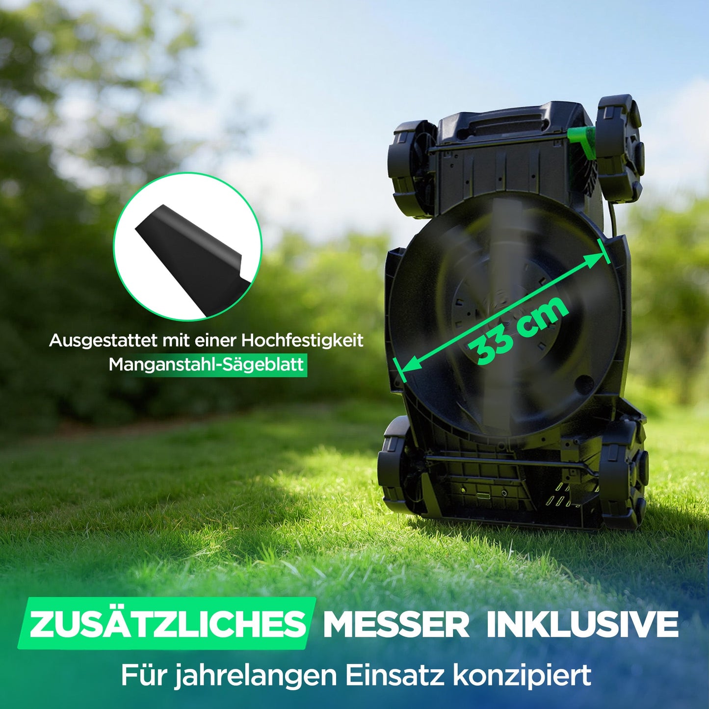 Kraftsense U20X Slim 40V Akku-Rasenmäher bürstenlos 33 cm inkl. 2 × 5,0Ah Akkus