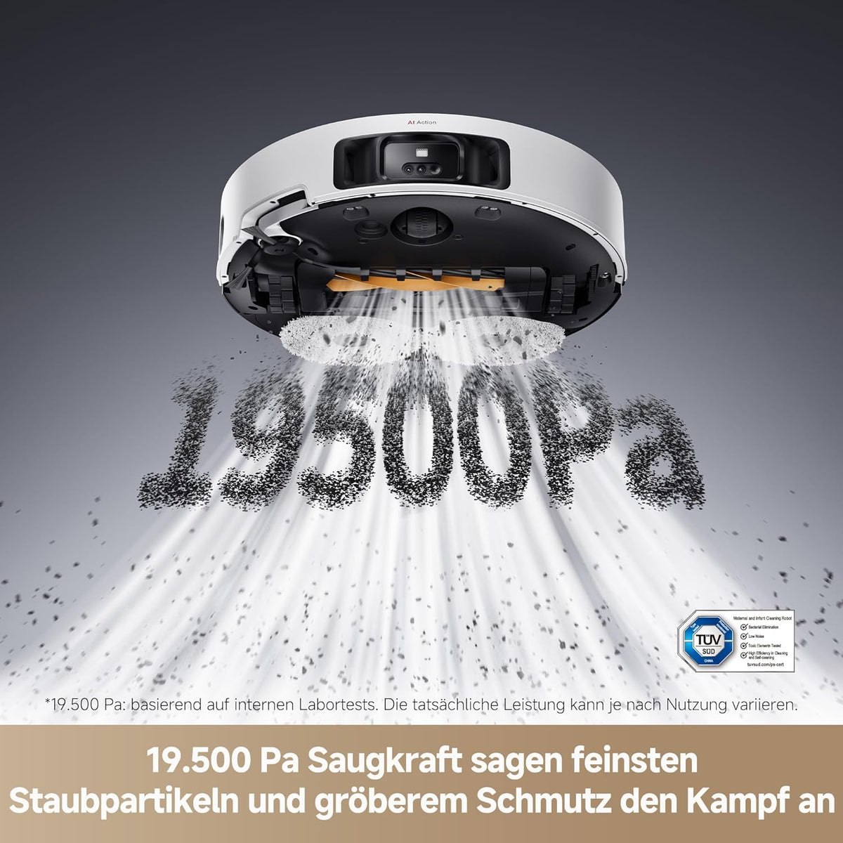 dreame L50 Pro Ultra Saug- und Wischroboter mit automatischer Entleerung und selbstständiger Reinigung des Wischmopps, intelligenter Hindernisvermeidung und 360°-Navigation, 19.500 Pa Saugleistung