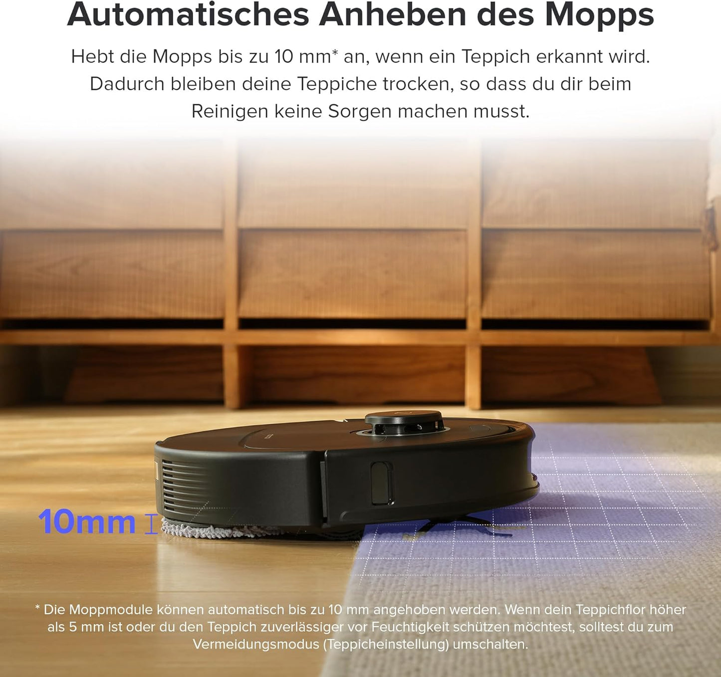 roborock Qrevo Pro Saugroboter mit Wischfunktion&Hebarem Wischmopp, FlexiArm Design Kantenreinigung, 7.000 Pa, 60 °C Heißwasser-Moppwäsche, Individuelle Teppichstrategie(Schwarz)