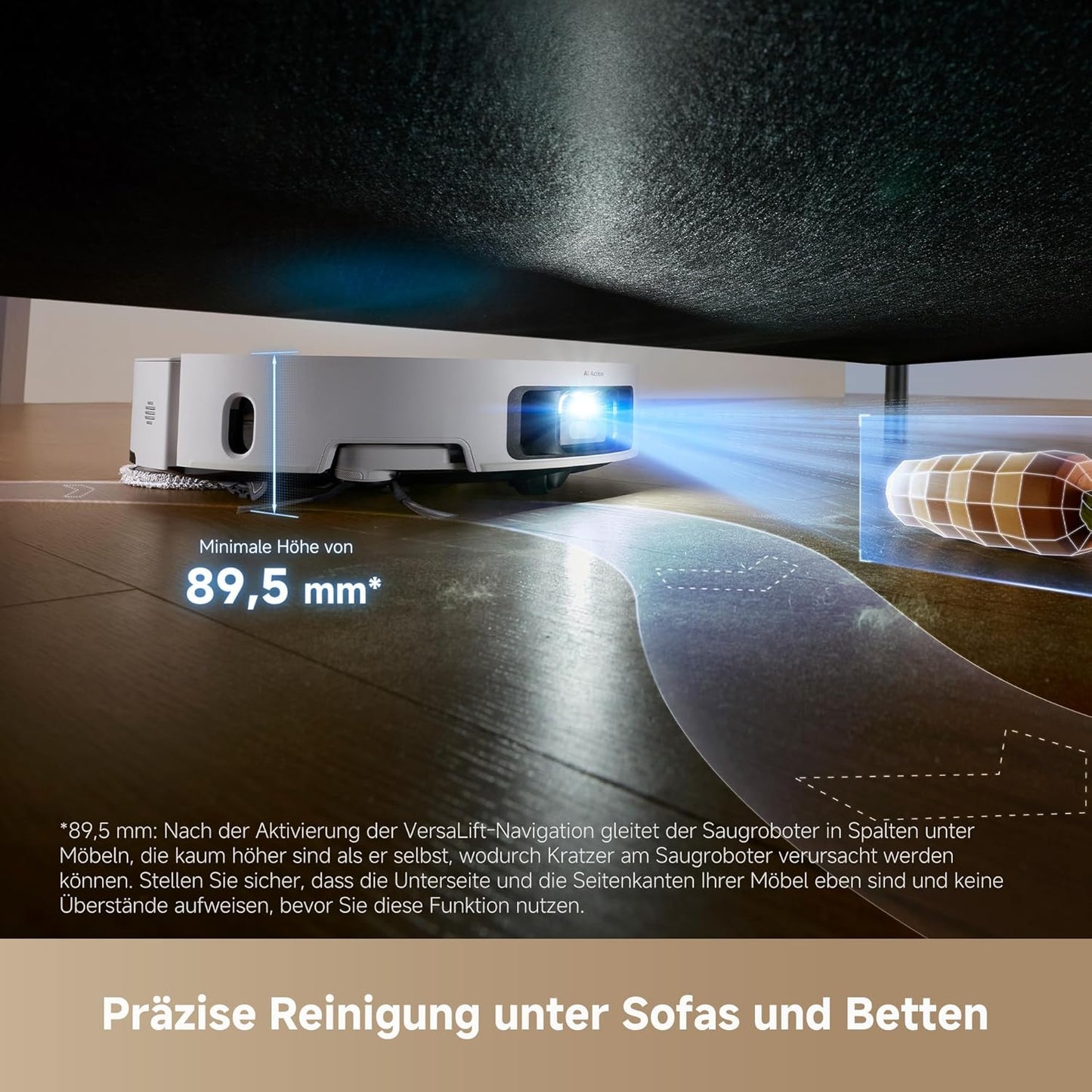 dreame L50 Pro Ultra Saug- und Wischroboter mit automatischer Entleerung und selbstständiger Reinigung des Wischmopps, intelligenter Hindernisvermeidung und 360°-Navigation, 19.500 Pa Saugleistung