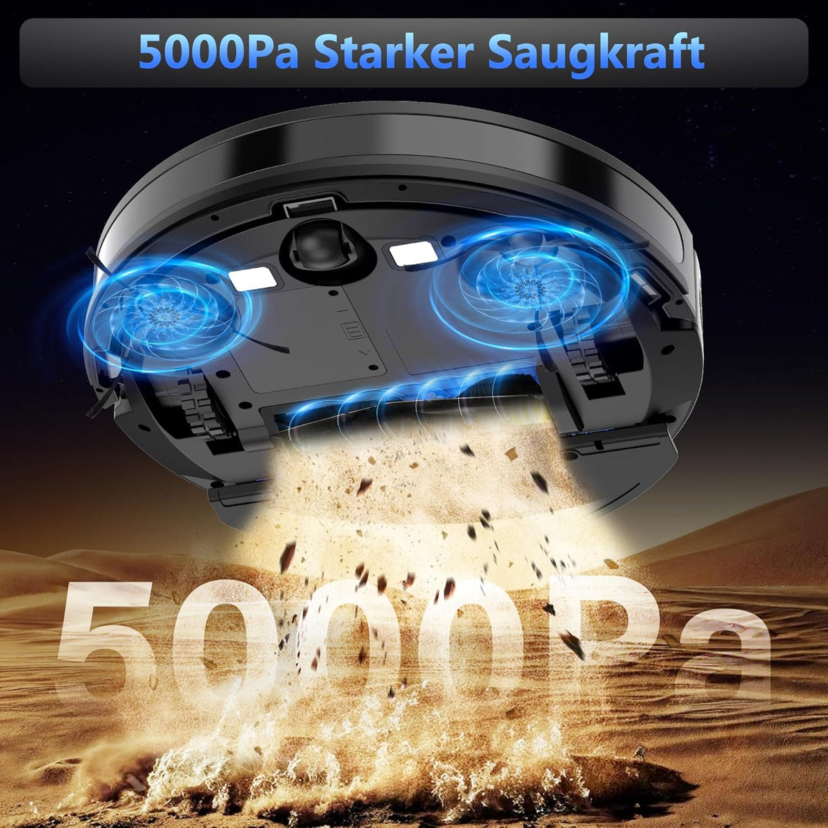 Tikom Saugroboter mit Wischfunktion 2 in 1, G8000 Max Staubsauger Roboter, 5000Pa Starke Saugkraft Roboterstaubsauger, Selbstaufladend, WLAN, 150Mins Max, Ideal für Tierhaare, Teppich, Hartboden