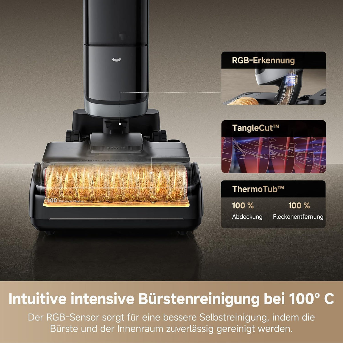 dreame H15 Pro Heat Nass- und Trockensauger, 85° C Wasser, GapFree AI-Roboterarm, RGB-Erkennung, 22.000 Pa Saugleistung, Haarentwirrung, 100° C Bürstenreinigung, 5 Min. 90° C Trocknung, App-Steuerung