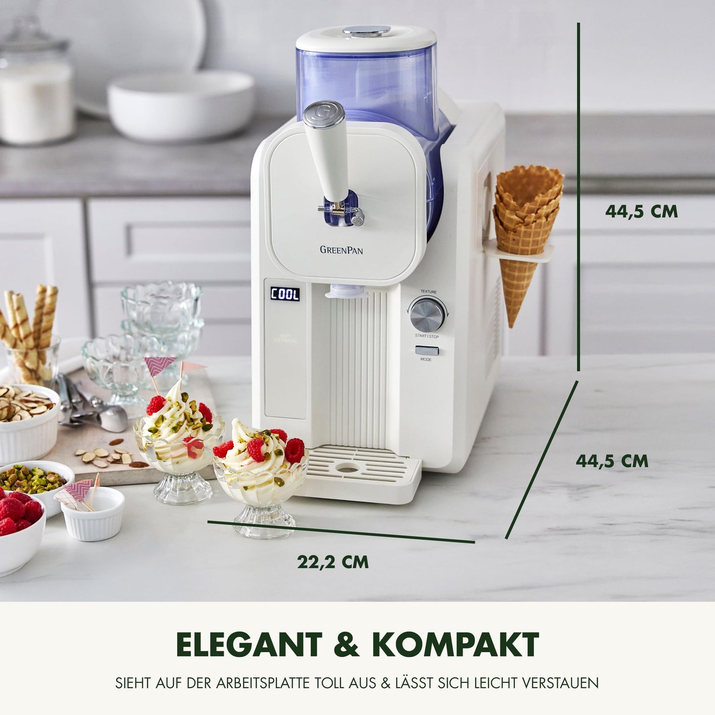 GreenPan Frost Eismaschine & Slushie-Maker, 6 Modi, 7 Texturen, selbstreinigend, kein Vorfrieren, fertig in 15 Min.