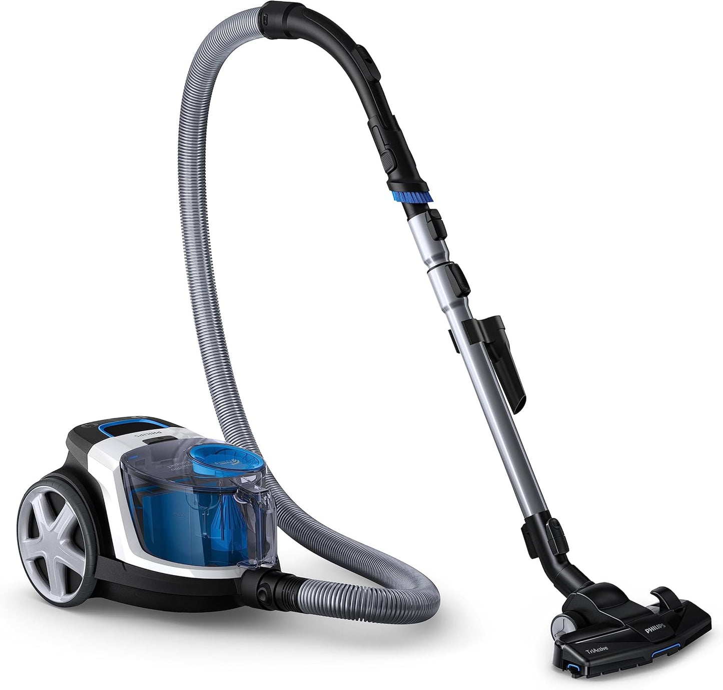 Philips PowerPro Compact Staubsauger – Leicht, Kabellos und Beutellos, 900 W Saugleistung, TriActive Düse Für Hartböden und Teppich, Allergy H13 HEPA-Filter, PowerCyclone 5 Technologie (FC9332/09)