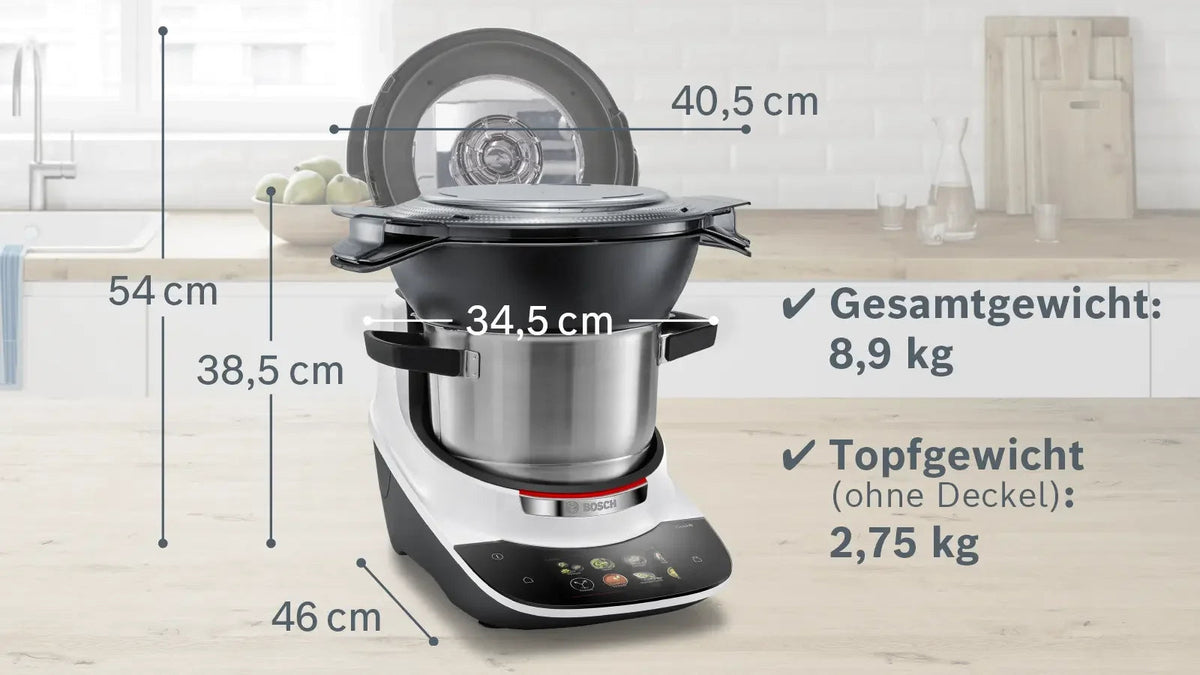 Bosch Küchenmaschine mit Kochfunktion, Cookit Premium Set Weiß