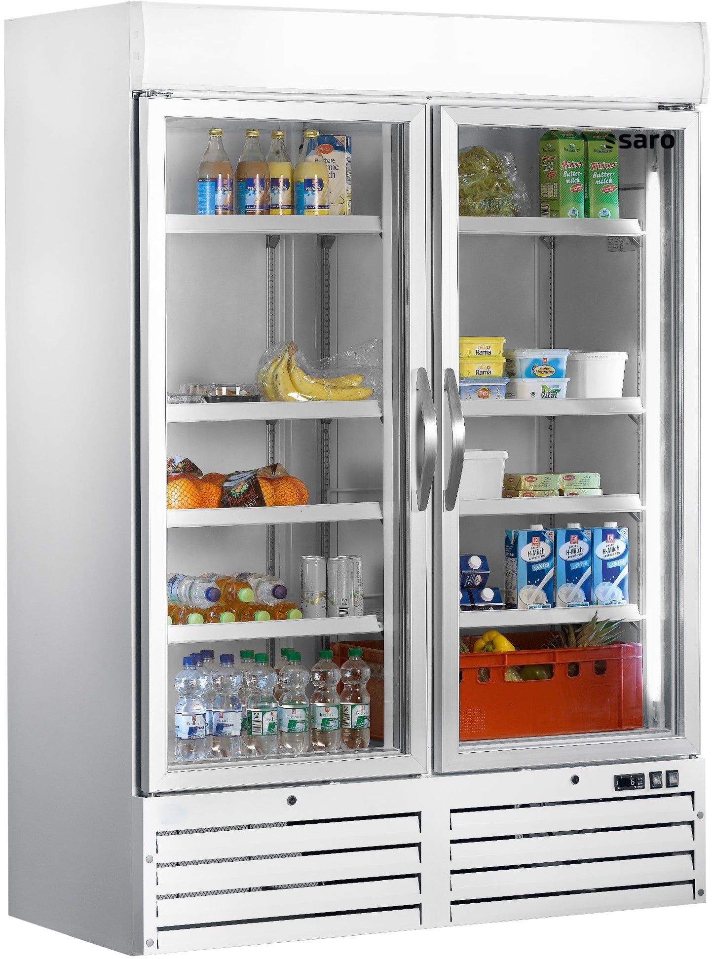 SARO Kühlschrank mit 2 Glastüren – weiß, Modell G 920 - EEK: B