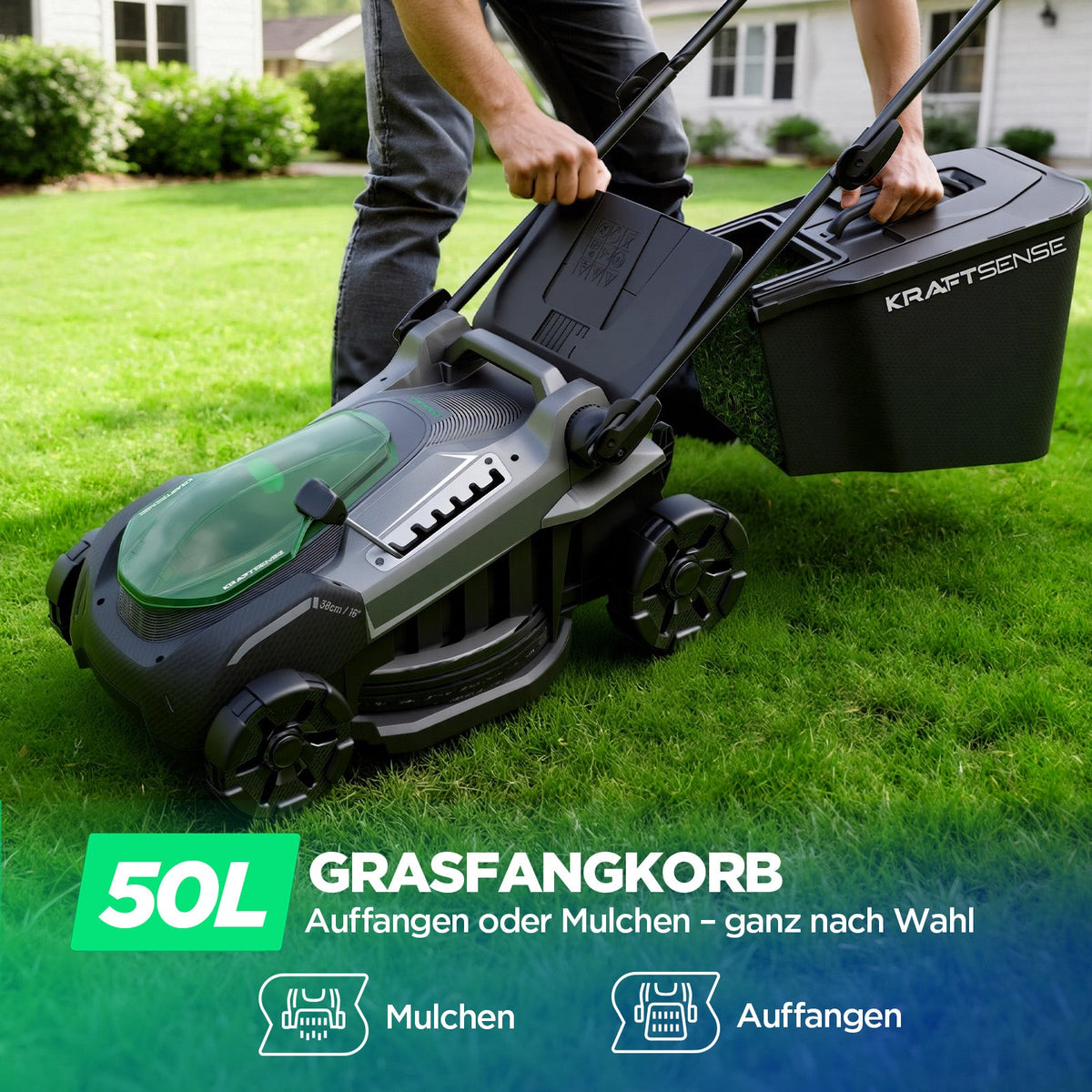 Kraftsense U20X  Slim 40V Akku-Rasenmäher bürstenlos 38 cm inkl. 2 × 5,0Ah Akkus