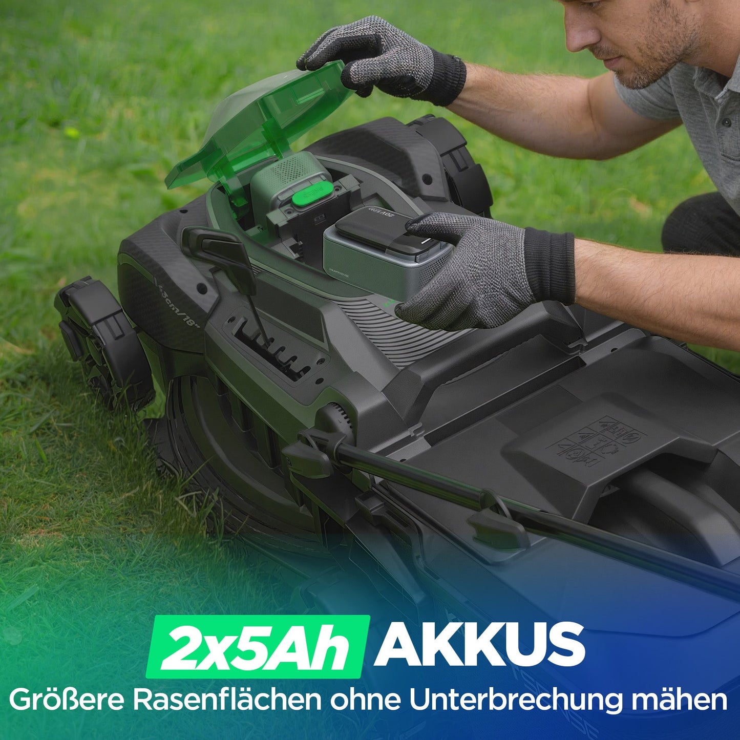 Kraftsense U20X Slim 40V Akku-Rasenmäher bürstenlos 43 cm inkl. 2 × 5,0Ah Akkus