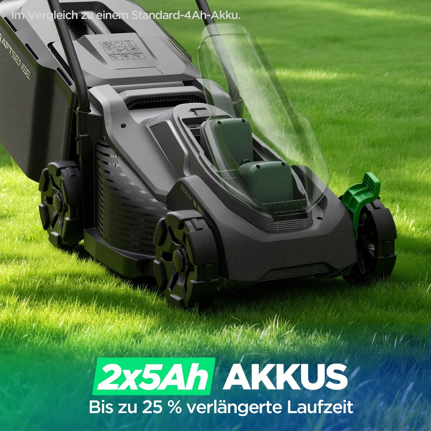 Kraftsense U20X  Slim 40V Akku-Rasenmäher bürstenlos 33 cm inkl. 2 × 5,0Ah Akkus