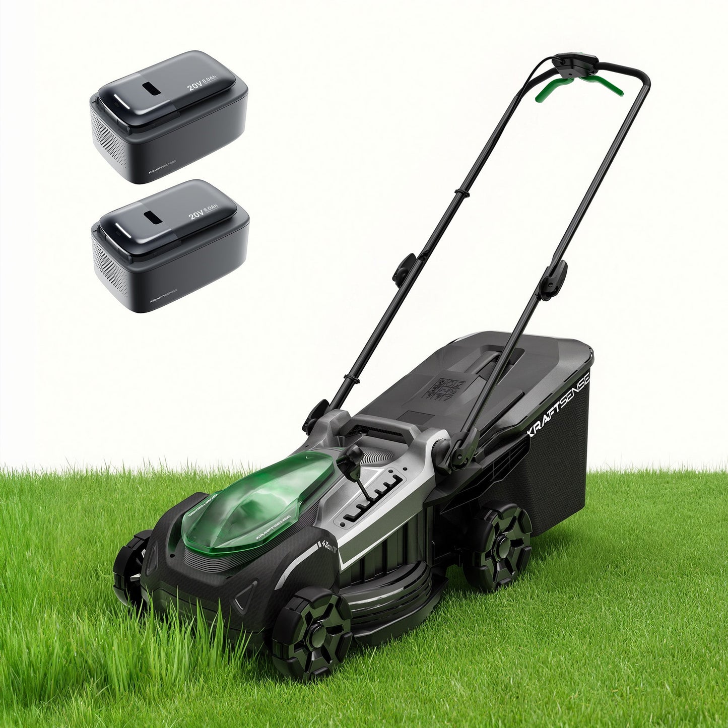 Kraftsense U20X  Slim 40V bürstenloser Akku-Rasenmäher 43 cm – mit langem Lauf, 2×8,0Ah Akkus inklusive