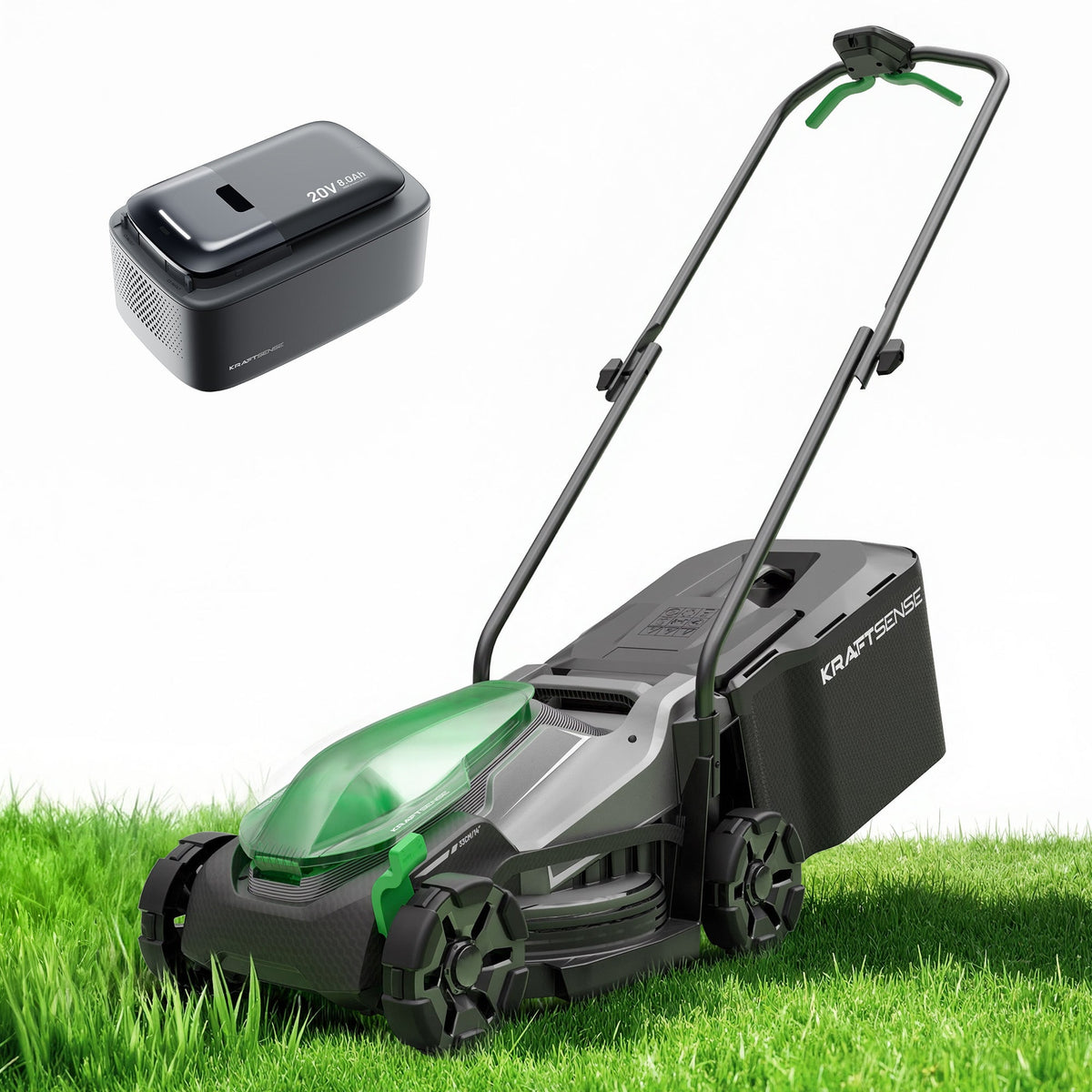 Kraftsense U20X Slim 20V bürstenloser Akku-Rasenmäher 33 cm – mit langem Lauf 8,0Ah Akku