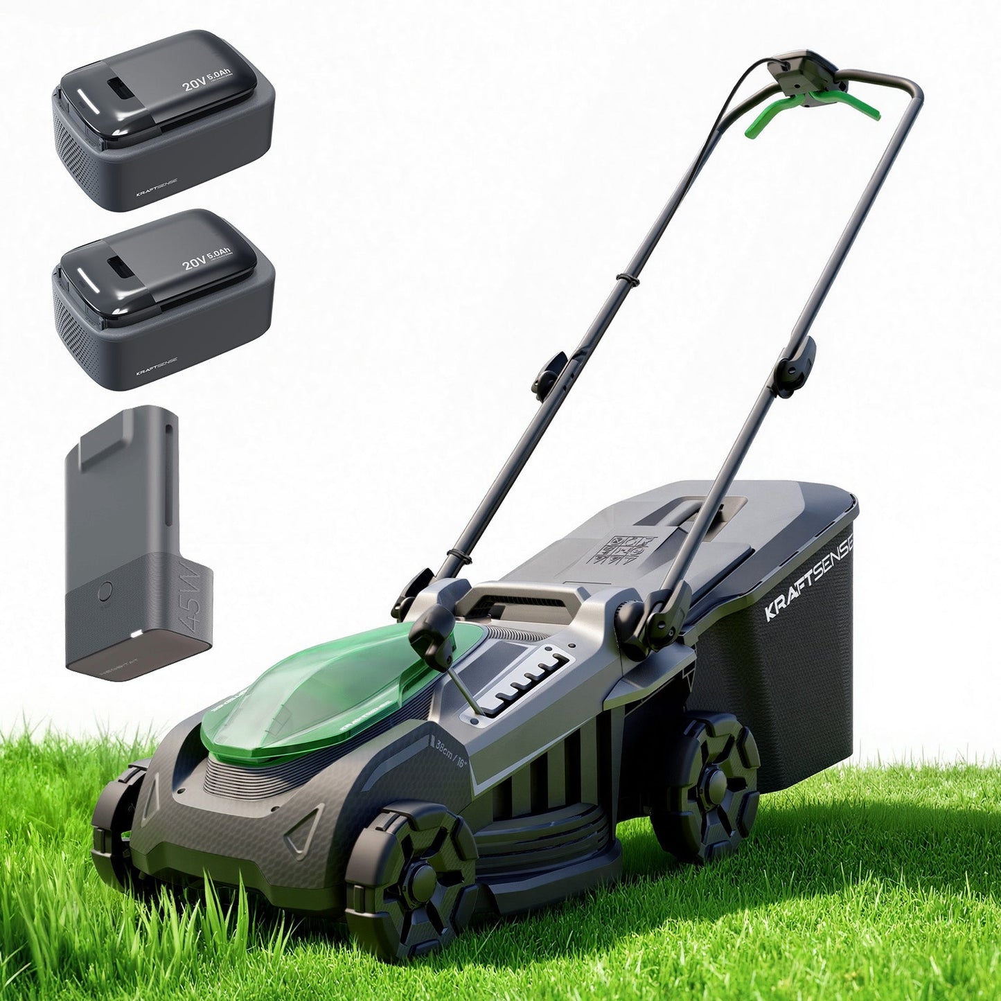 Kraftsense U20X  Slim 40V Akku-Rasenmäher bürstenlos 38 cm inkl. 2 × 5,0Ah Akkus
