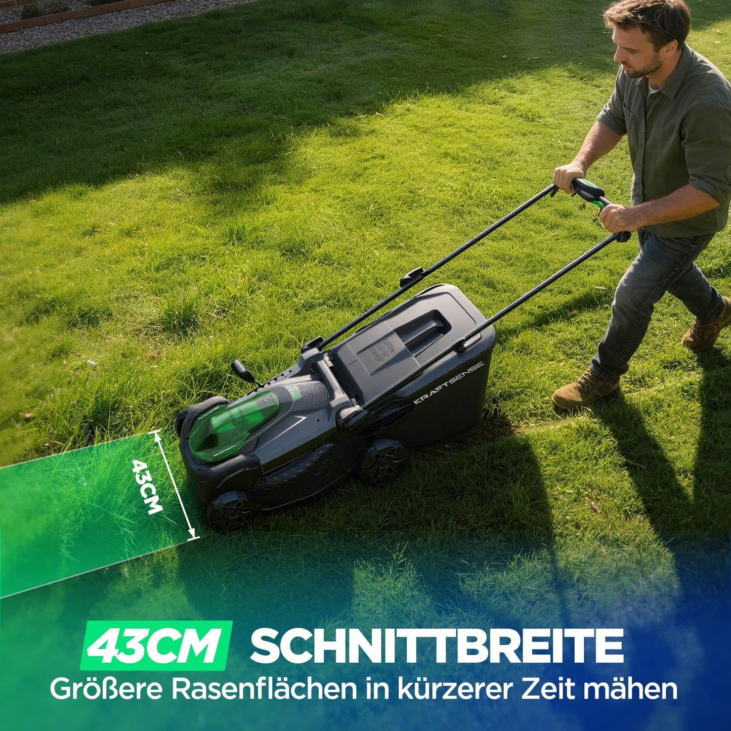 Kraftsense U20X Slim 40V Akku-Rasenmäher bürstenlos 43 cm inkl. 2 × 5,0Ah Akkus