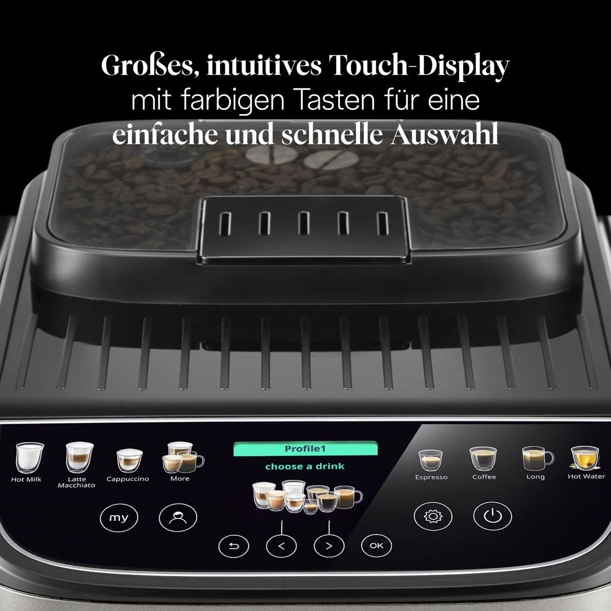 De’Longhi Magnifica Evo Next ECAM312.80.SB Kaffeevollautomat | LatteCrema | 13 Getränke | Touch-Display | Titan