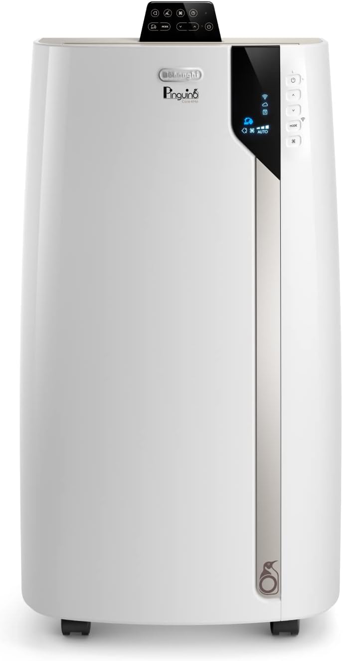 De'Longhi Pinguino PAC EX130 CST WiFi Mobiles Klimagerät mit Abluftschlauch, Klimaanlage für Räume bis bis 120m³, Luftentfeuchter, Ventilationsfunktion, 24h-Timer, Energieeffizienzklasse A, Weiß