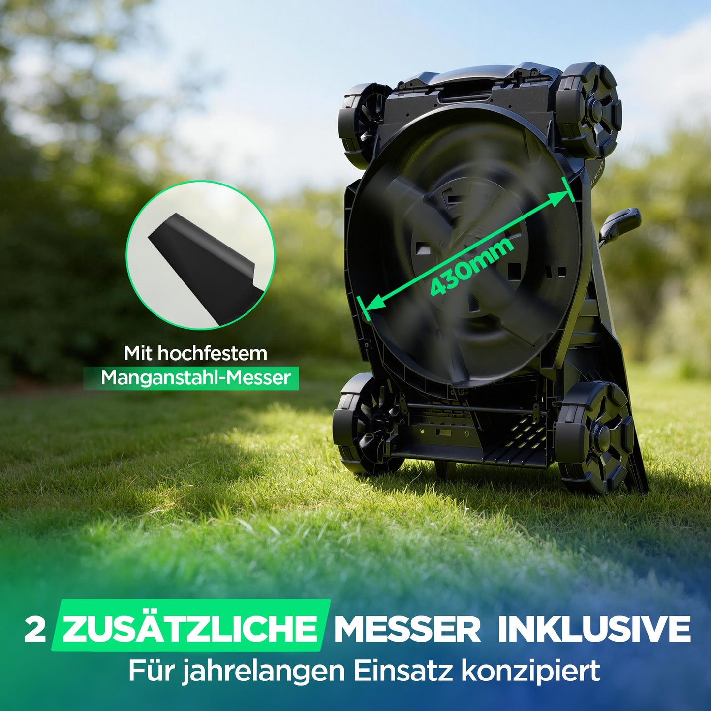 Kraftsense U20X Slim 40V Akku-Rasenmäher bürstenlos 43 cm inkl. 2 × 5,0Ah Akkus