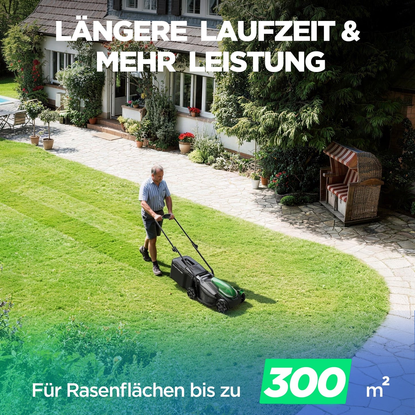 Kraftsense U20X  Slim 20V Akku-Rasenmäher bürstenlos 33 cm inkl. 1×5,0Ah Akku