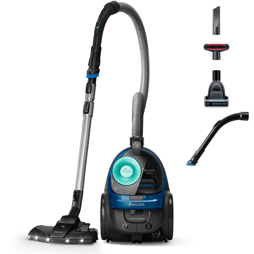 Philips PowerPro Expert Beutelloser Staubsauger – Kompakt, 900-W-Motor, PowerCyclone 8 Technologie für starke Saugleistung, Multi-Oberflächen-Reinigung, Allergy Lock, Super Turbo Bürste (FC9745/09)