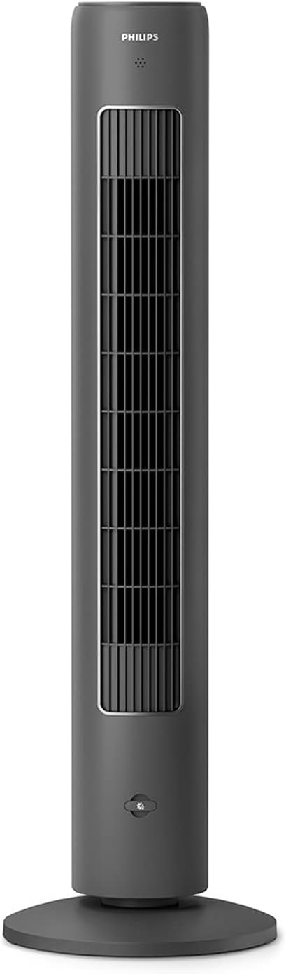 Philips Oszillierender Turmventilator 5000 Serie, 105 cm, Fernbedienung, Timer, 3 Geschwindigkeiten, 3 Modi, 40W, leistungsstarker leiser Luftstrom, geeignet als Aroma-Diffuser, grau (CX5535/11)