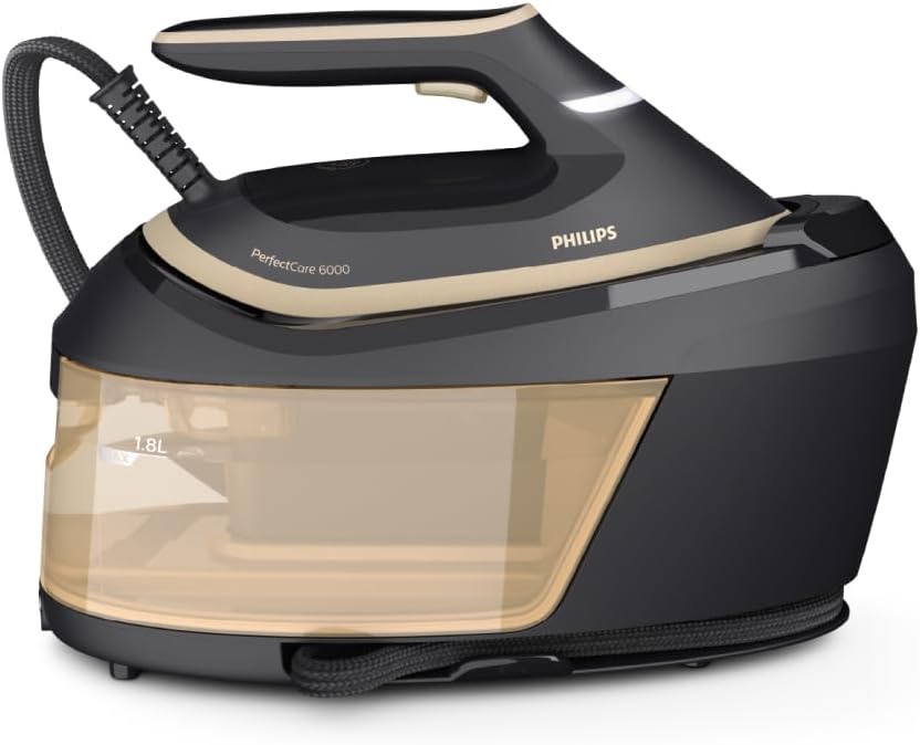 Philips PerfectCare 6000 Series Dampfbügelstation, Leistungsstarker Dampf, Kompaktes Design, 1,8L Abnehmbarer Wassertank, SteamGlide Advanced Bügelsohle (PSG6064/80)