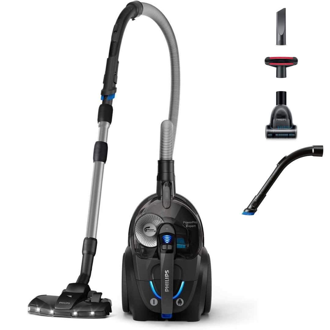 Philips PowerPro Expert Beutelloser Staubsauger – Kompakt, 900-W-Motor, PowerCyclone 8 Technologie für starke Saugleistung, Multi-Oberflächen-Reinigung, Allergy Lock, Super Turbo Bürste (FC9745/09)