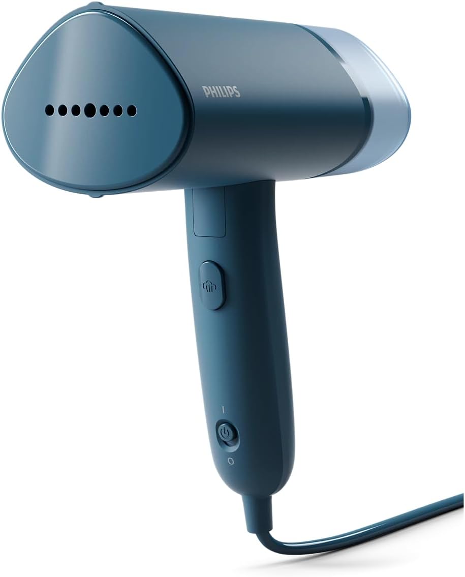 Philips 3000-Serie Tragbarer Dampfglätter - 1000 W, Kompakt und Faltbar, 100ml Wassertank konstante Dampfleistung 20 g/min, Kein Bügelbrett erforderlich, Blau (STH3000/20)