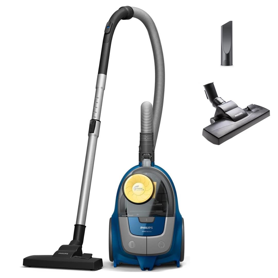 Philips PowerPro Compact Staubsauger – Leicht, Kabellos und Beutellos, 900 W Saugleistung, TriActive Düse Für Hartböden und Teppich, Allergy H13 HEPA-Filter, PowerCyclone 5 Technologie (FC9332/09)