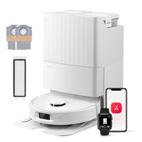 roborock QV 35S-Set Saugroboter mit Wischfunktion, 10.000 Pa HyperForce Saugkraft, Anti-Tangle-Bürsten, Anhebbare Schleudermopps, Intelligente Hindernisvermeidung, All-in-One Dock (Schwarz)