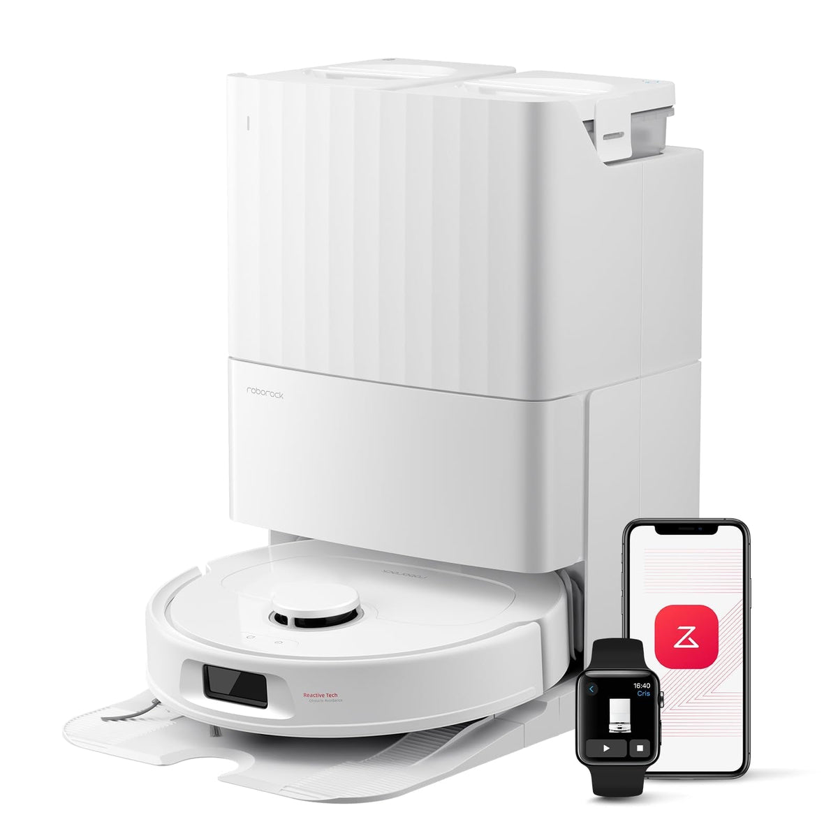 roborock QV 35S-Set Saugroboter mit Wischfunktion, 10.000 Pa HyperForce Saugkraft, Anti-Tangle-Bürsten, Anhebbare Schleudermopps, Intelligente Hindernisvermeidung, All-in-One Dock (Schwarz)