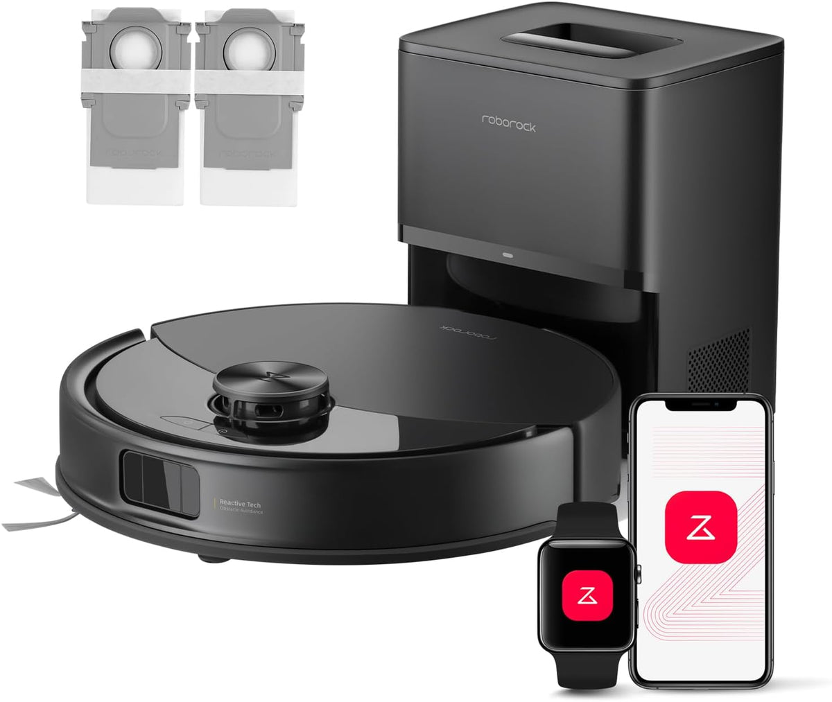 roborock Q10 S5+ Set Saugroboter mit Wischfunktion, 10.000 Pa HyperForce Saugkraft, Dual Anti-Tangle System, Auto Lifting Mopping, Ideal für Tierhaare, Teppiche, Hartböden (Schwarz)