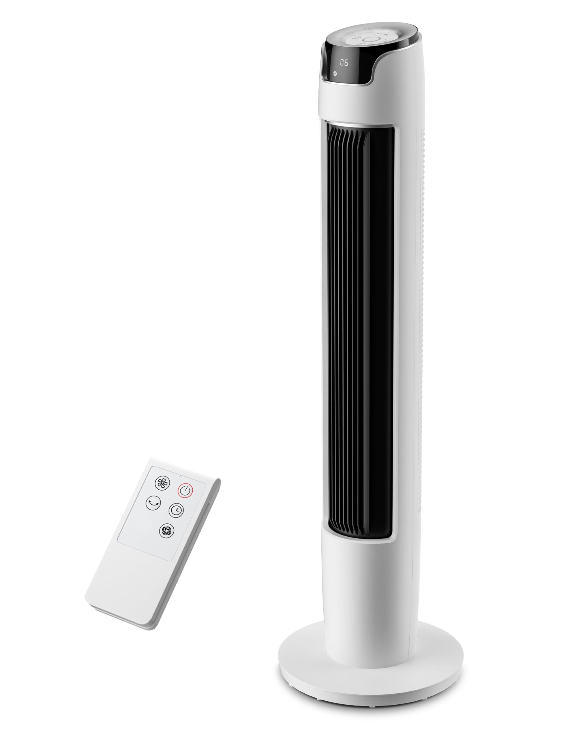 Midea FZ10-17JR Turmventilator Leise mit Fernbedienung 92CM, mobiler Lüfter,Ventilator Säulenventilator,7 Stunden Timer,3 Modi,3 Geschwindigkeiten,45W Standventilator,Schwarz