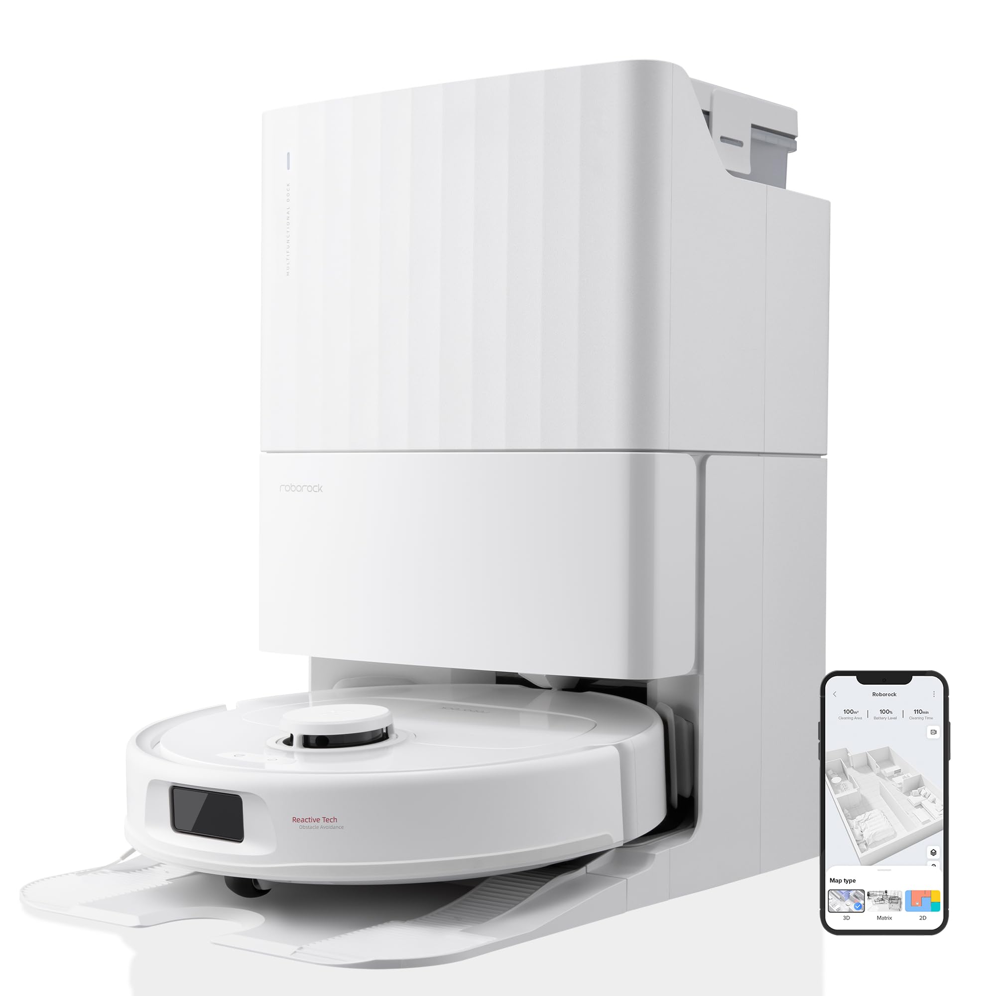 roborock Qrevo Serie Saugroboter mit Wischfunktion, 8000Pa Saugkraft(verbessert von Qrevo S), Anti-Verfilzungs-Seitenbürste, Hindernisvermeidung, LiDAR-Navigation, All-in-One Dock,Schwarz(QV 35A Set)