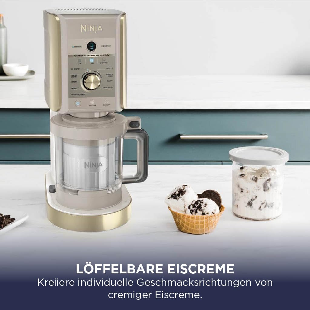 Ninja CREAMi Deluxe Eismaschine mit 2 Behältern, Stone Gold, NC502EUSTGD